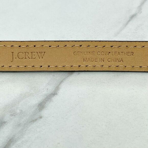 J. Crew Brown Leather Fur Chain Belt - Size Medium M | Gold Hardware - Picture 9 of 11